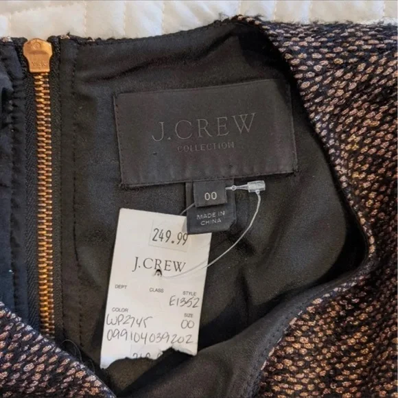 J.Crew Collection Short-sleeve Rose-gold Tweed Dress 00 - Picture 9 of 10